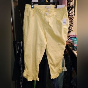 Yellow Ruffle Hem Pants